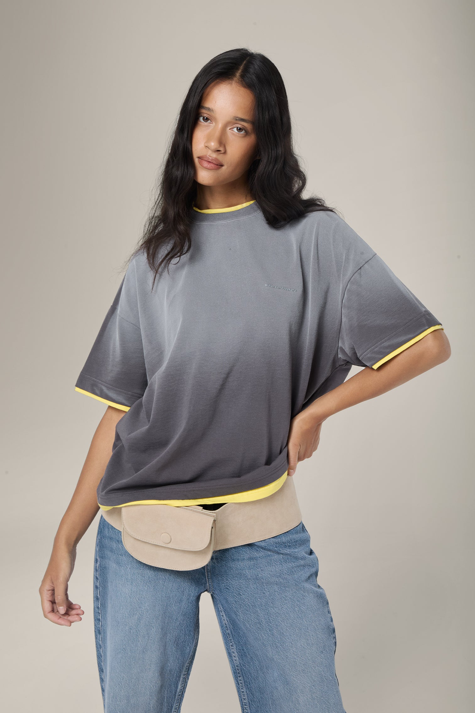 Alban Oversized Tee in Washed Charcoal